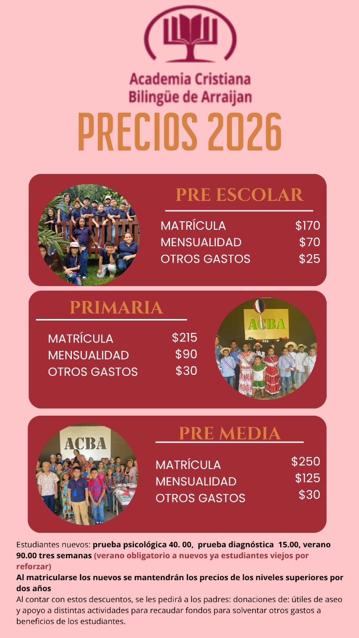 Precios ACBA - Academia Cristiana Bilingüe
